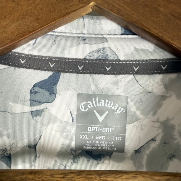 Callaway Opti-Dri Shadow Leaf Print Performance Golf Polo Mens 2XL Stretch - Picture 3 of 7